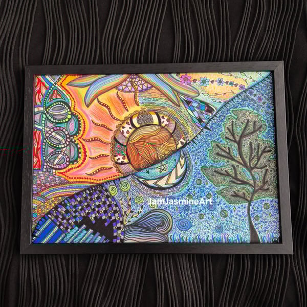 Original A4 Unframed Abstract Art - Hidden Between Day & Night