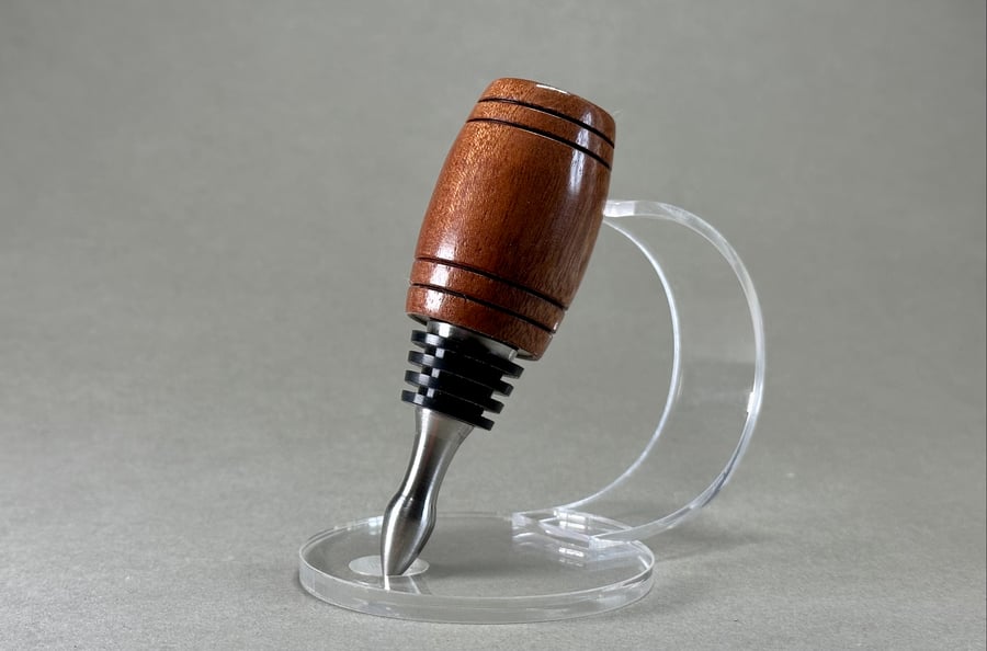 Hand turned wine barrel bottle stopper