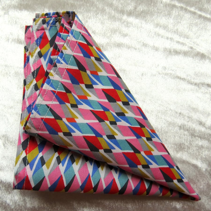 Liberty Lawn handkerchief.  Geometric design.  Cotton handkerchief.