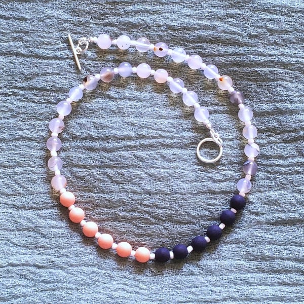 Navy and peach necklace