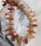 Orange Carnelian & Peach Aventurine Gemstone Chunky Statement Beaded Necklace - Image 2