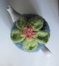 Tea cosie tea cosy - denim blue with anemone flower - Image 2