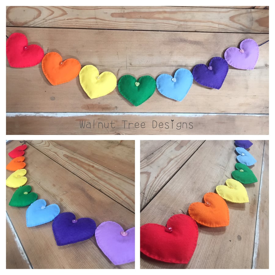 Rainbow Heart Garland