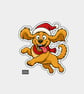 Unique Funny Christmas Sticker Xmas Decal - Happy Dog Jumping