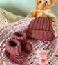 Cosy Baby Hat & Booties set 3-6 months - Image 4