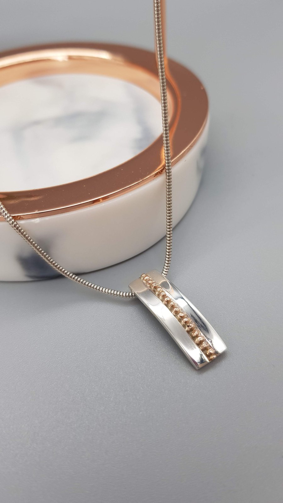 Sterling Silver And 9ct Rose Gold Dot Pendant With Chain