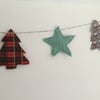 Christmas trees and stars fabric garland