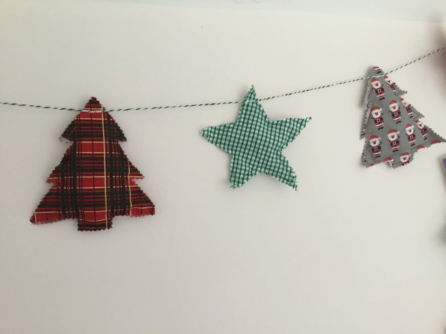 Christmas bunting garland - trees and stars design. 1.4m long