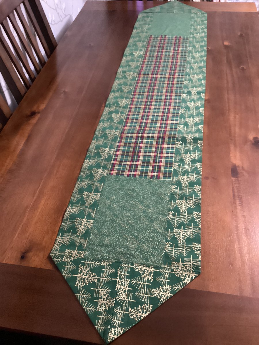 Christmas table runner, Tartan table runner,Christmas  trees.