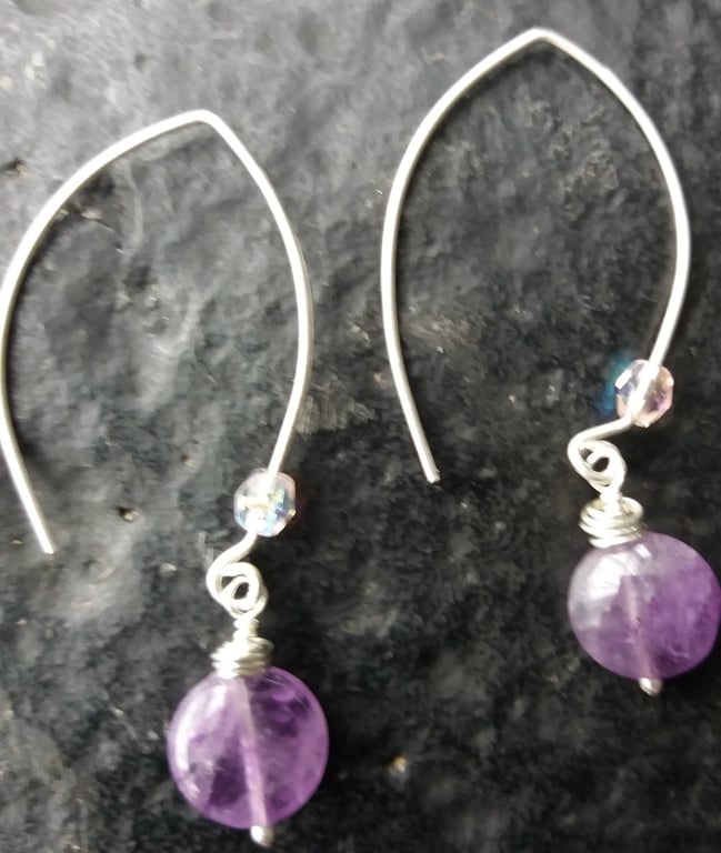 Silver amethyst earrings