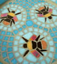 Three Bees Blue Mosaic Bird Bath - Image 4