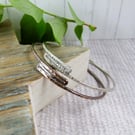 Bangle Set of Two One Each Sterling Silver and Copper. Fits Size Small 19cm 