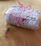 The pink and white needlecase, with pockets, pins, needles and  samples - Image 2