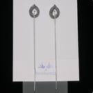 Silver Teardrop Threader Earrings