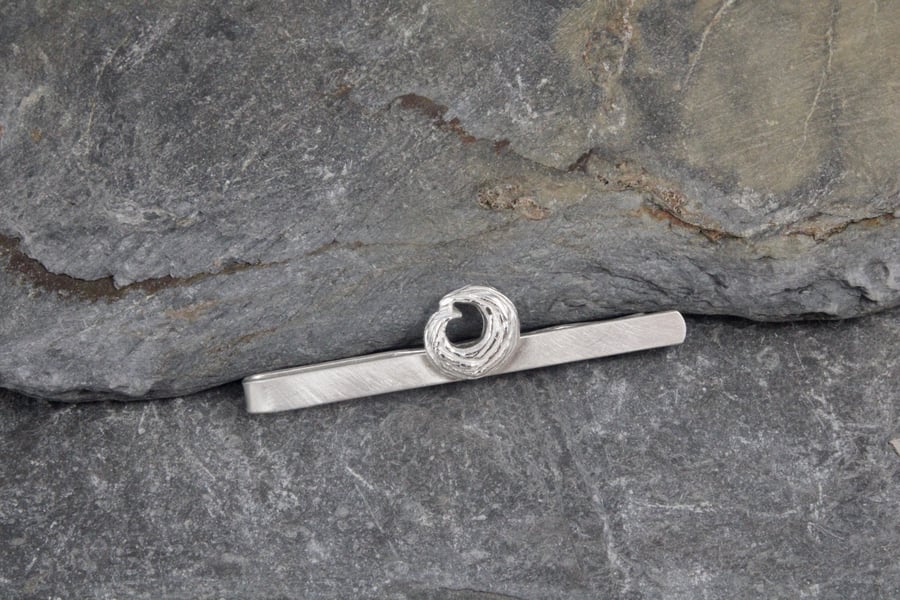 Ebb and Flow Wave Sterling Silver Tie Clip