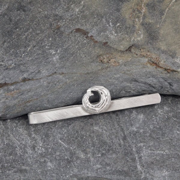 Ebb and Flow Wave Sterling Silver Tie Clip