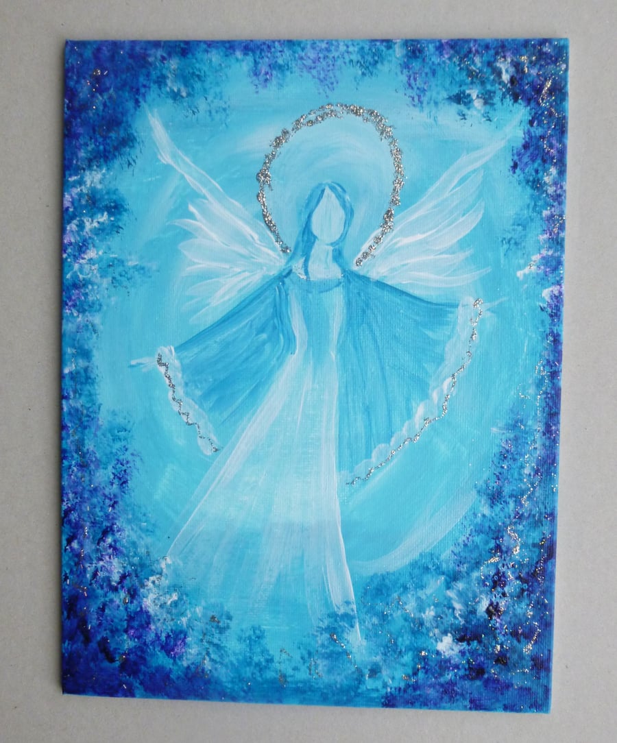 original art acrylic hand painted angel ( ref F 550 M7 )