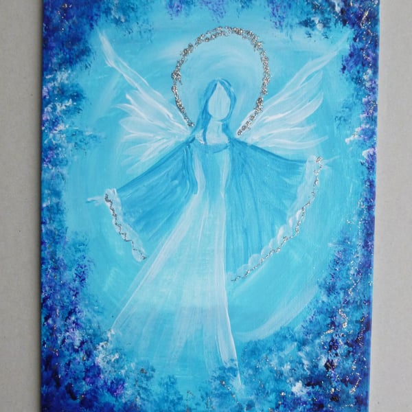 original art acrylic hand painted angel ( ref F 550 M7 )