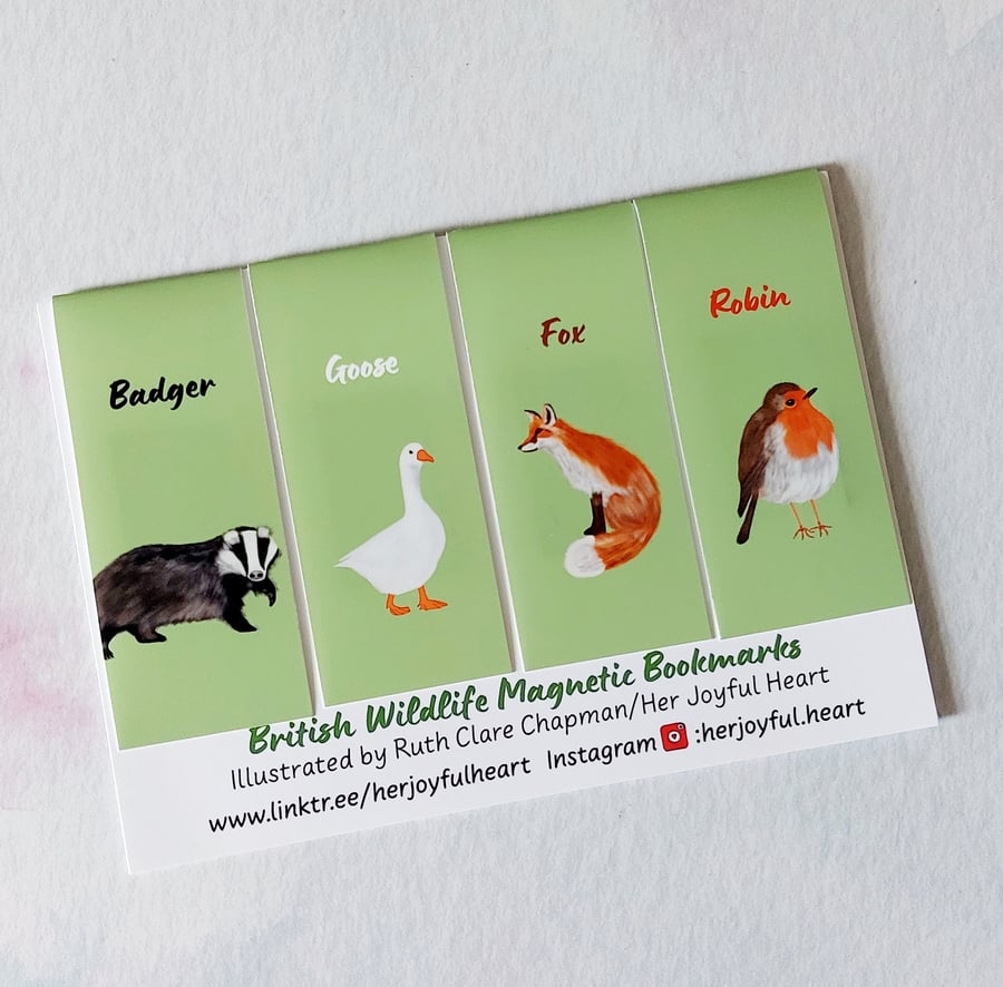 Magnetic Bookmarks Set, British Wildlife, Bookmark