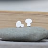 mushroom earring studs in sterling silver, handmade
