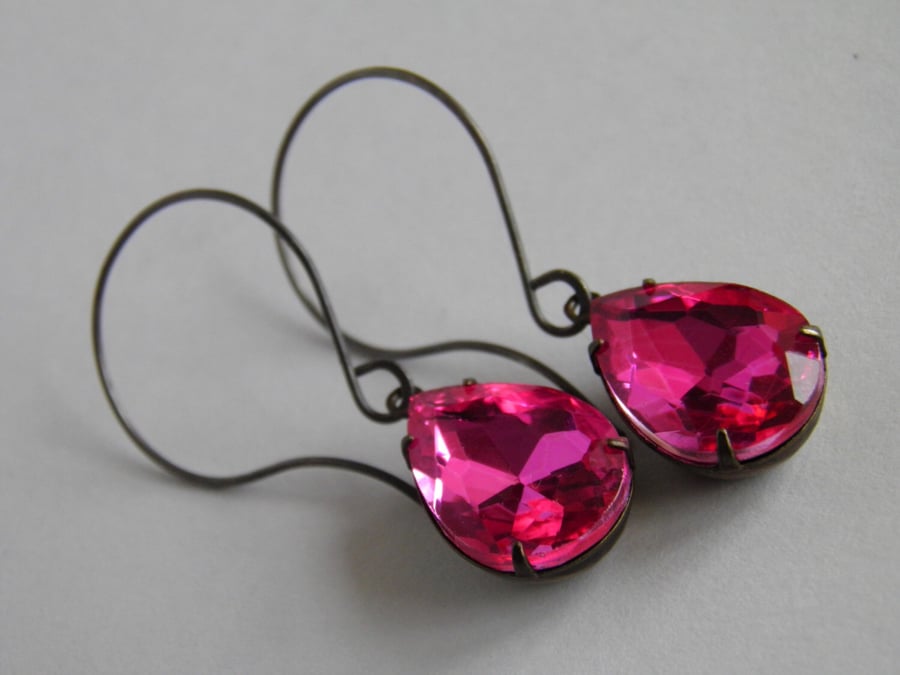 Hot Pink Sterling Silver Earrings