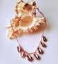 Rosegold Cowrie Shell & Rose Pink Crystal Chain Necklace 16 Inch - Image 1