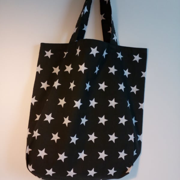 Tote bag, Fabric shopping bag, cloth bag, polycotton bag, tote, black bag, stars