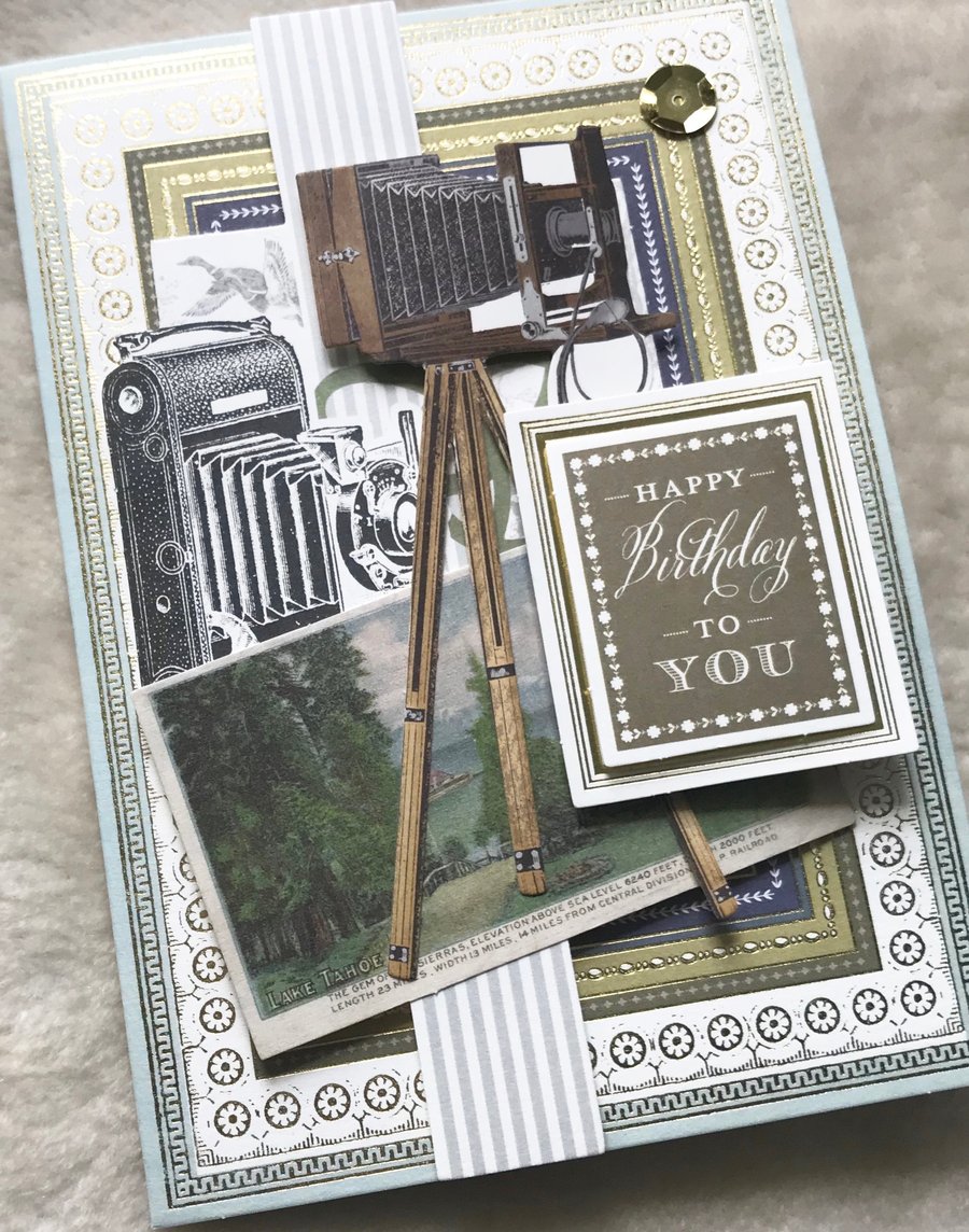 Luxury Handmade 3D Vintage Camera Birthday Card