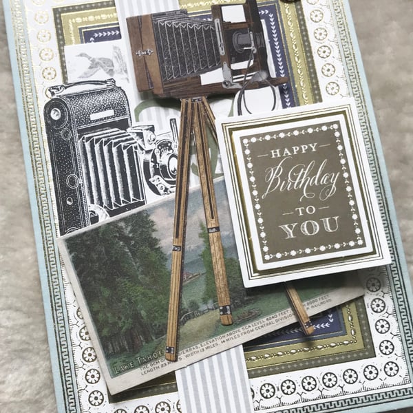 Luxury Handmade 3D Vintage Camera Birthday Card