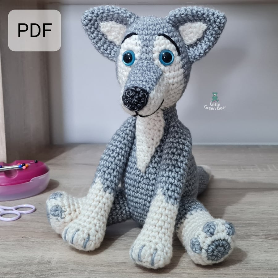 Wilbur the Wolf Crochet Pattern, Wolf Amigurumi Pattern