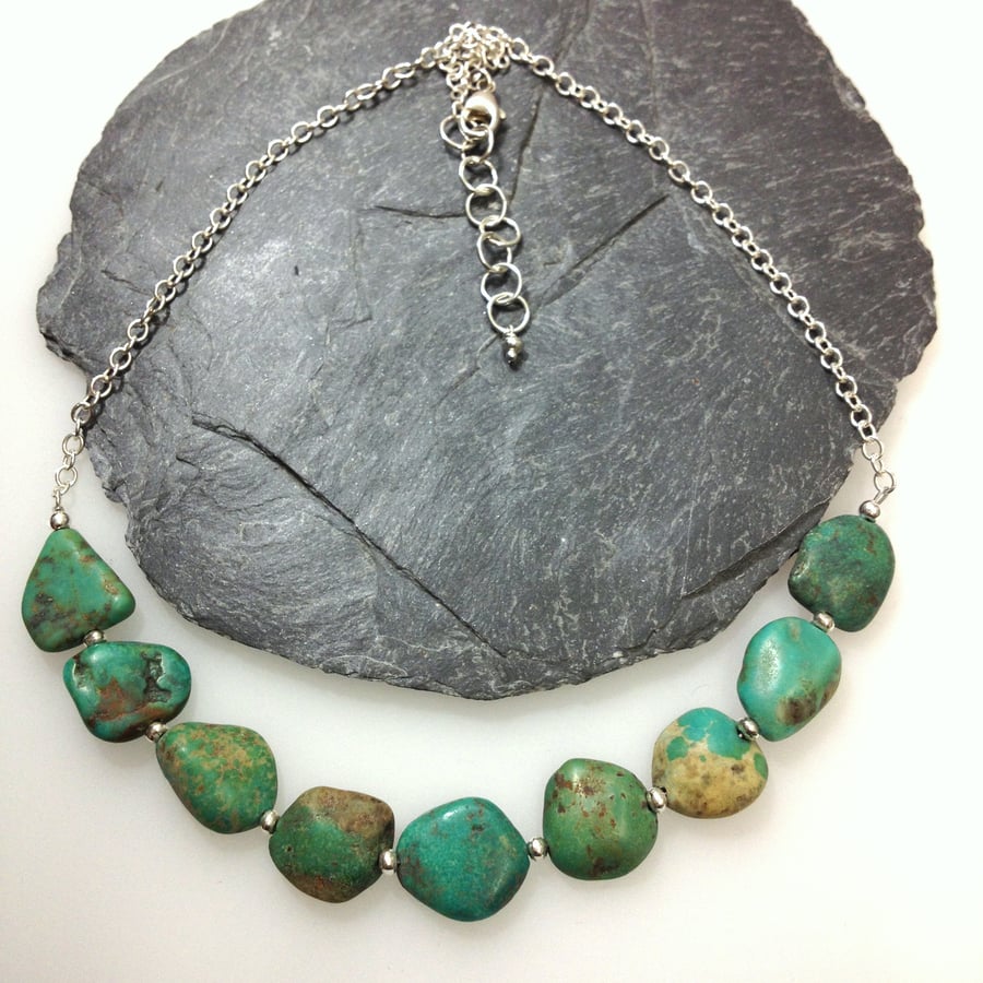 Turquoise and silver necklace