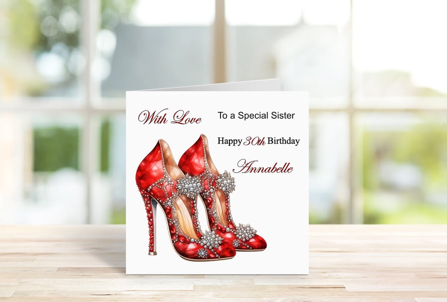 Personalised Elegant High Heels Printed Greeting Card. Design 9