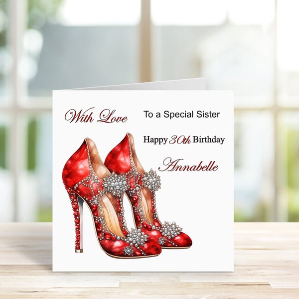 Personalised Elegant High Heels Printed Greeting Card. Design 9