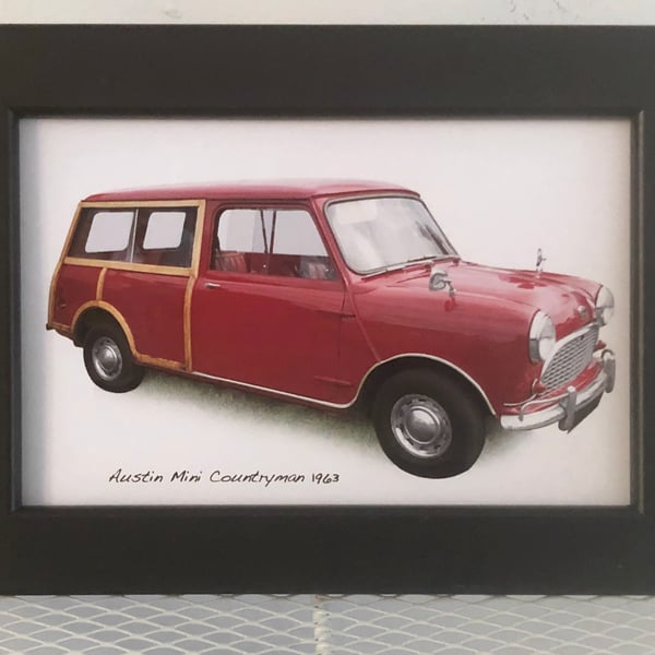 Mini Austin Countryman 1963 - 4x6" Photograph in a Black or White frame