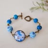 Blue Bracelet with Flowers Beads and Floral Art Print