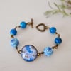 Blue Bracelet with Flowers Beads and Floral Art Print