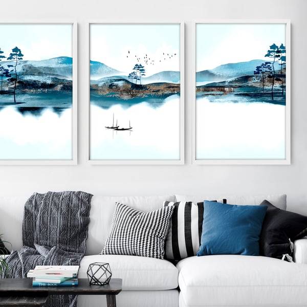 Office decor Set x 3 Wall art Prints, Home decor Japanese art, calming zen wall 