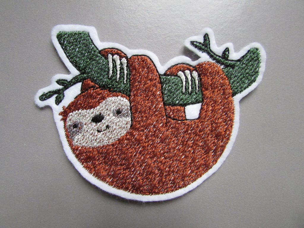 Sloth Embroidered Sew on Applique Patch