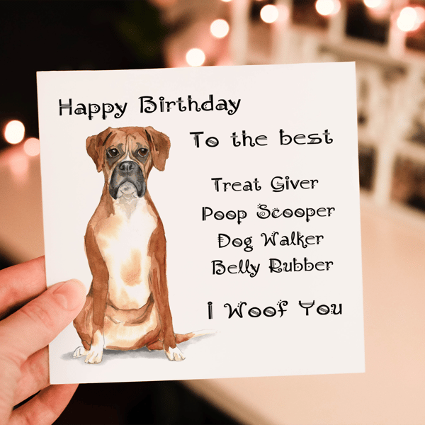 Boxer Dog Birthday Card, Dog Birthday Card, Personalized Dog Breed