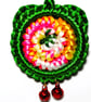 Handmade Green Owl Charm – Macramé Accessory with Bells - Image 3