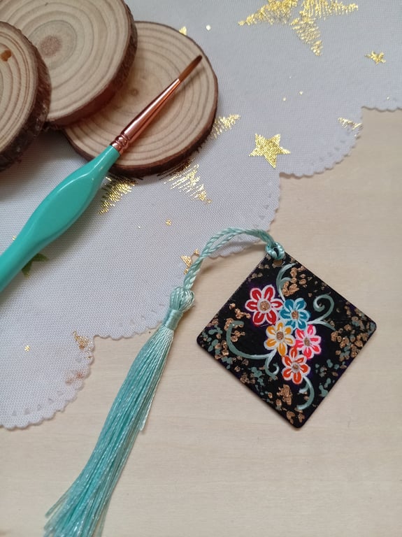 Wooden floral bookmark