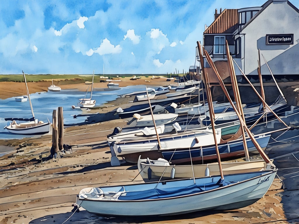 Print of Original Water Colour A4 Boats Wells Next The Sea Norfolk