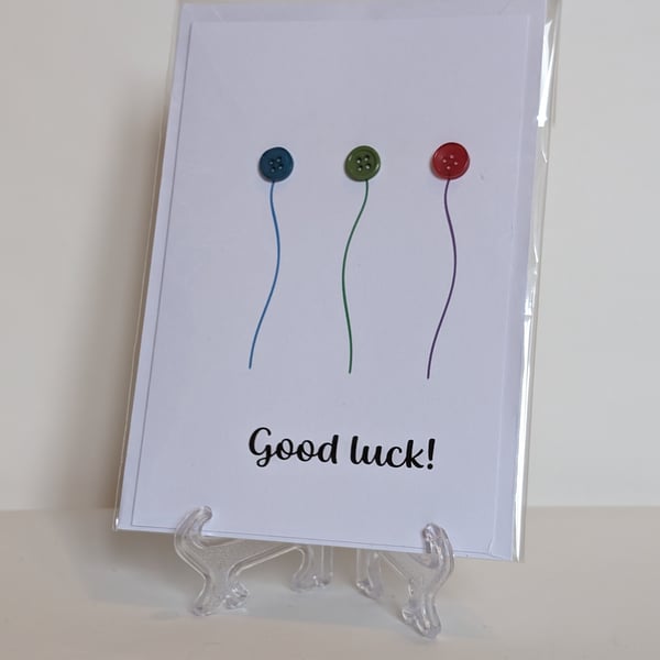 Good luck balloon buttons  greetings card 