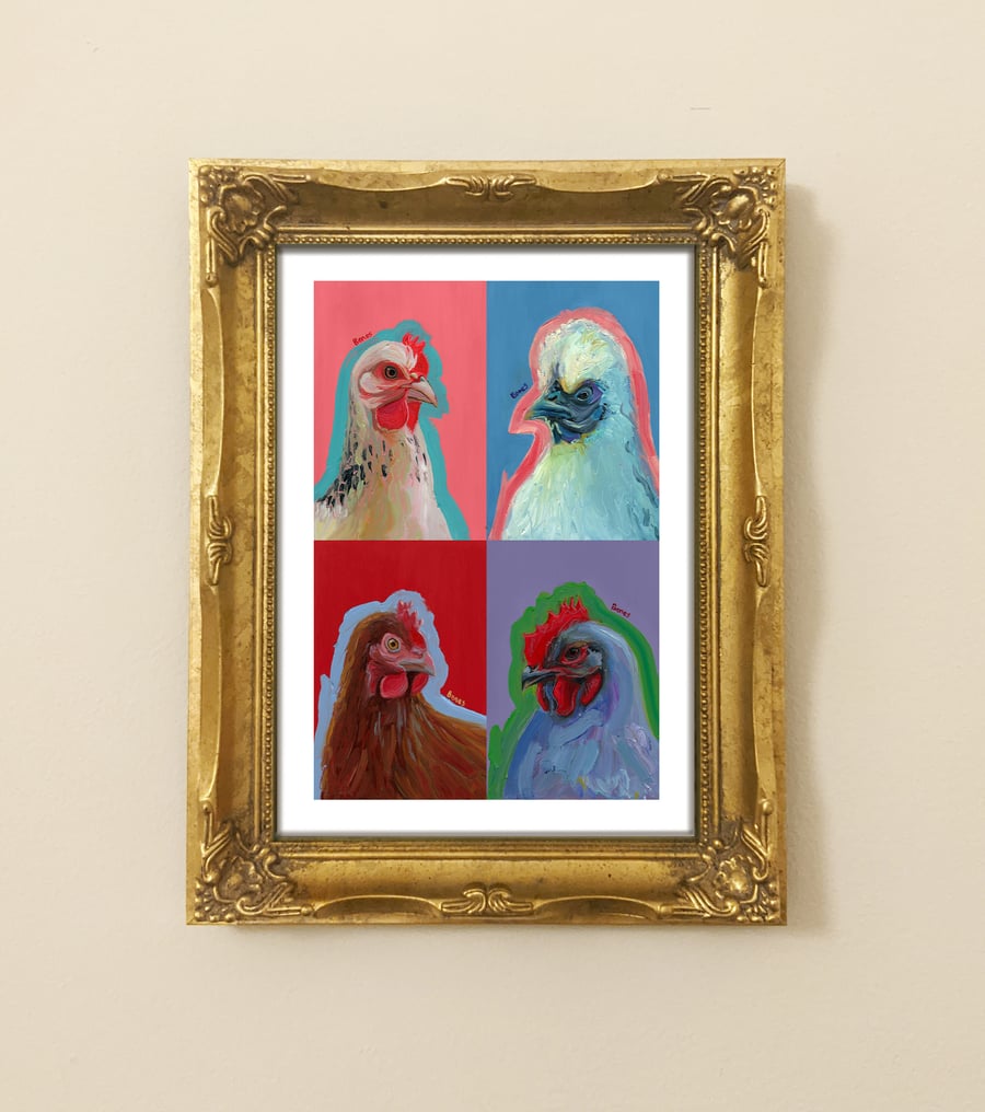 Colourful Chickens Print II