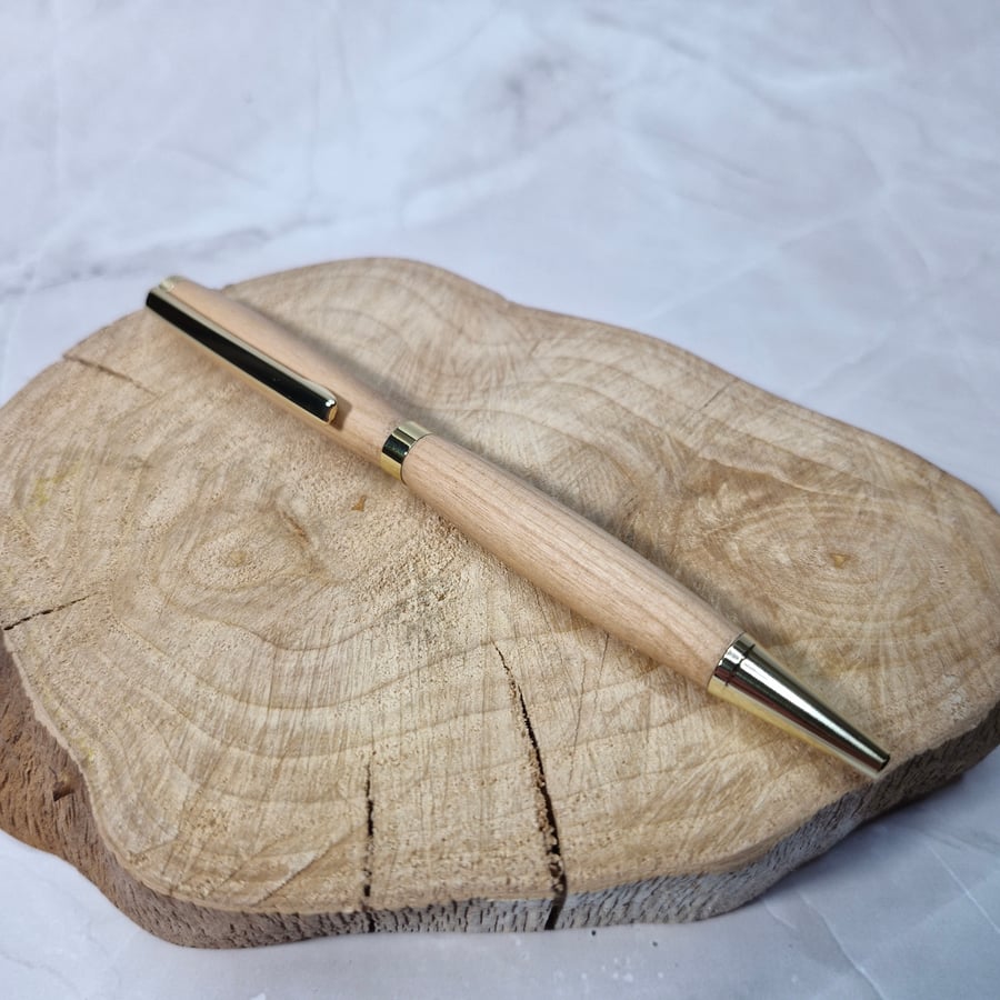 Hand Turned Wooden Twist Pen - Cherry with Chrome Plating