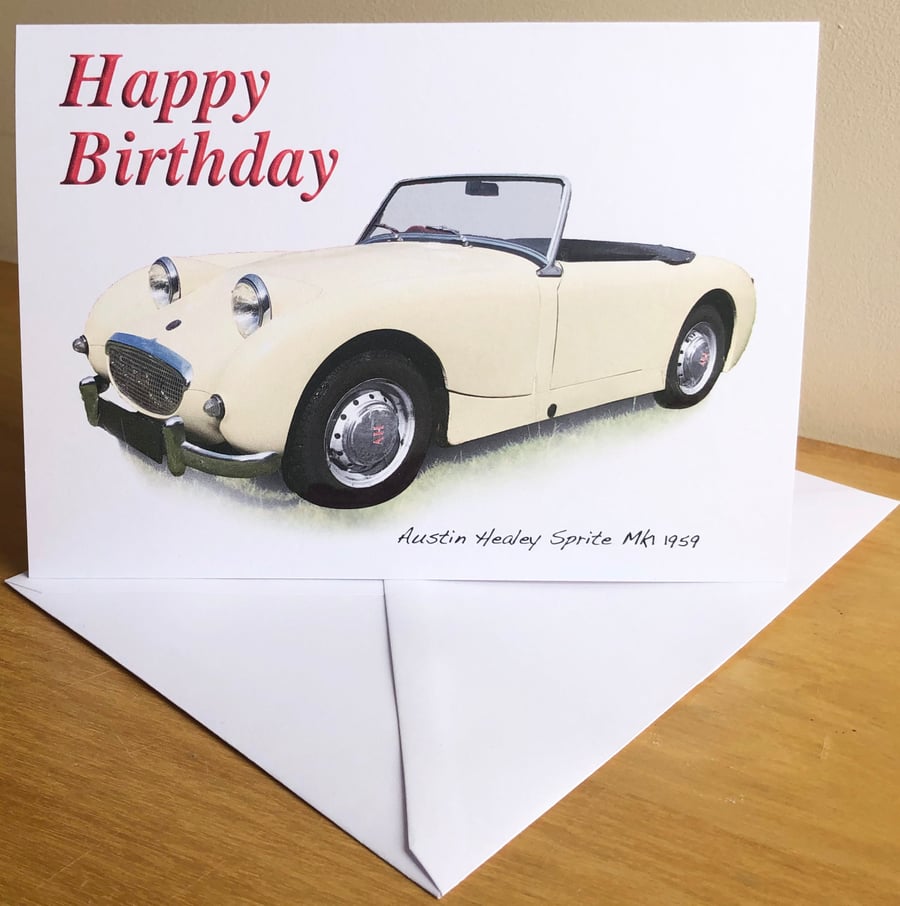 Austin Healey Sprite Mk1 1959 - Birthday, Anniversary, Retirement or Plain Card