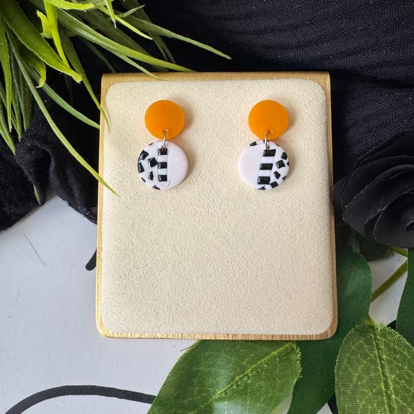 Double Circle earrings - Acrylic and Polymer clay