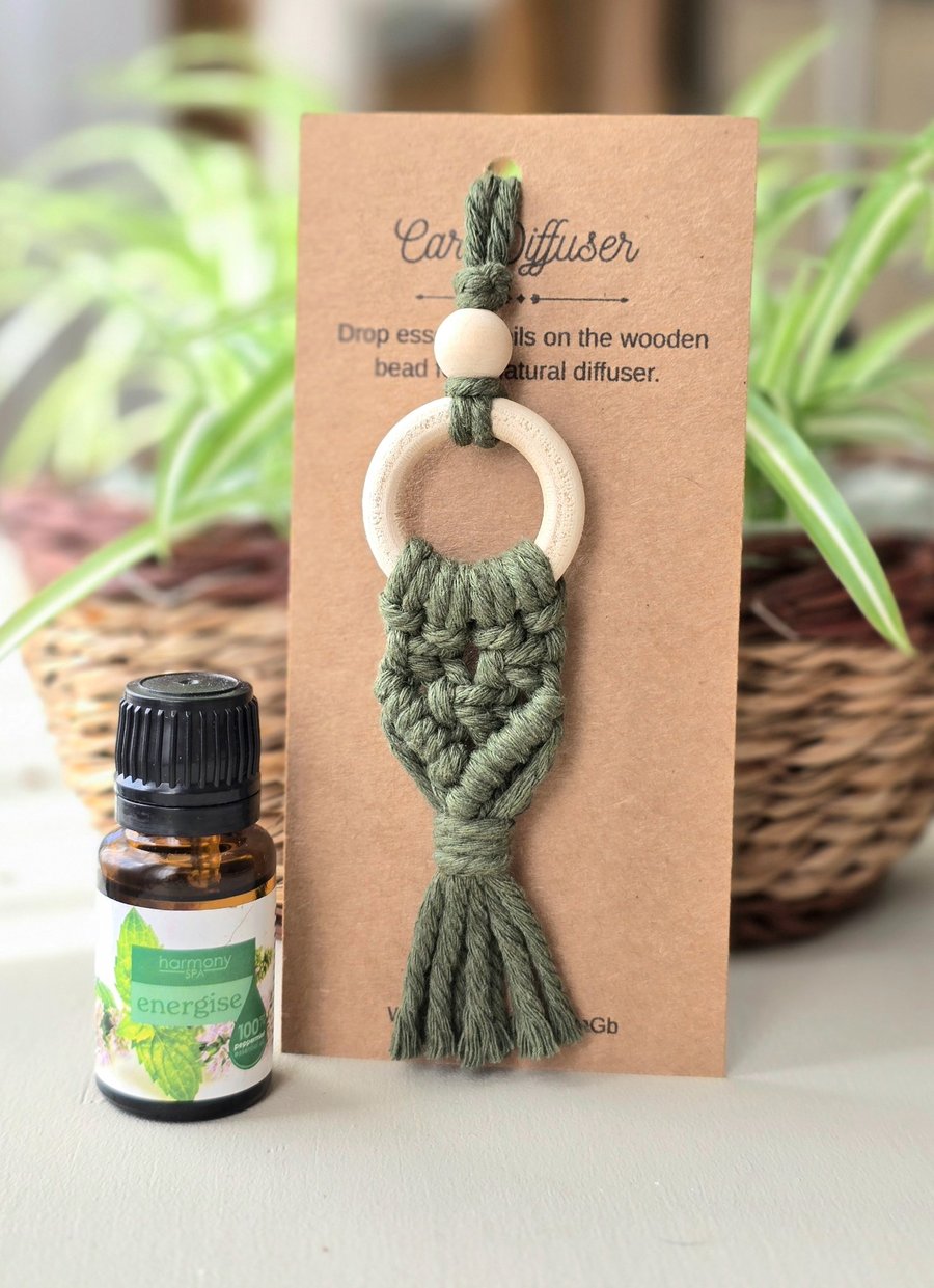 Macrame Car Diffuser Charm, Essential Oil Air Freshener 