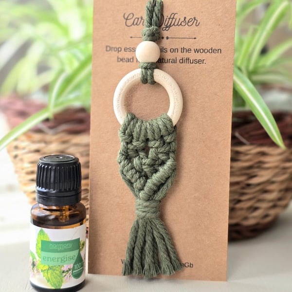 Macrame Car Diffuser Charm, Essential Oil Air Freshener 