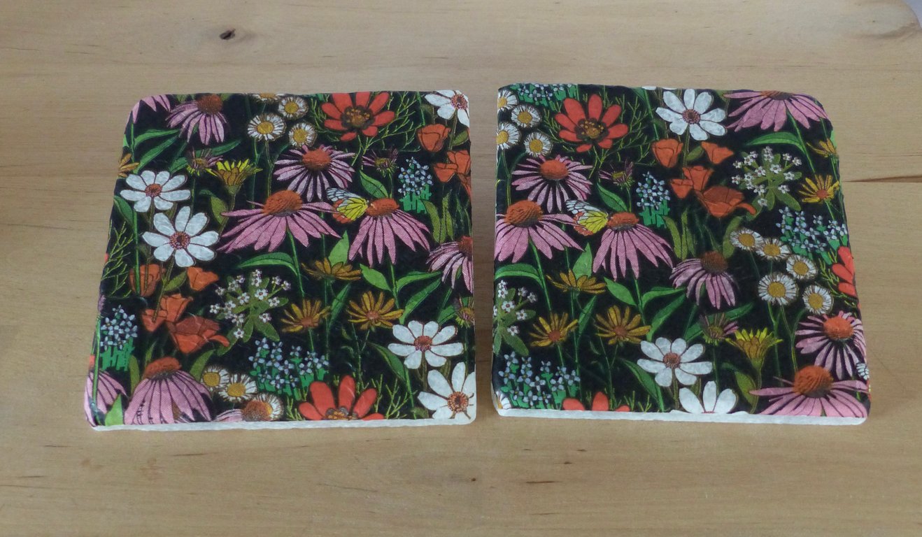Marble 'Summer Flowers' Coasters